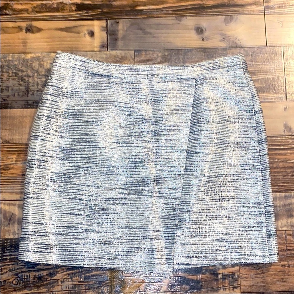 J Crew Grey silver shiny mini skirt size 6